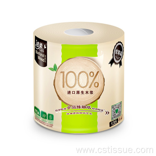 Natural Wood 100% Virgin Wood Pulp Toilet Tissue